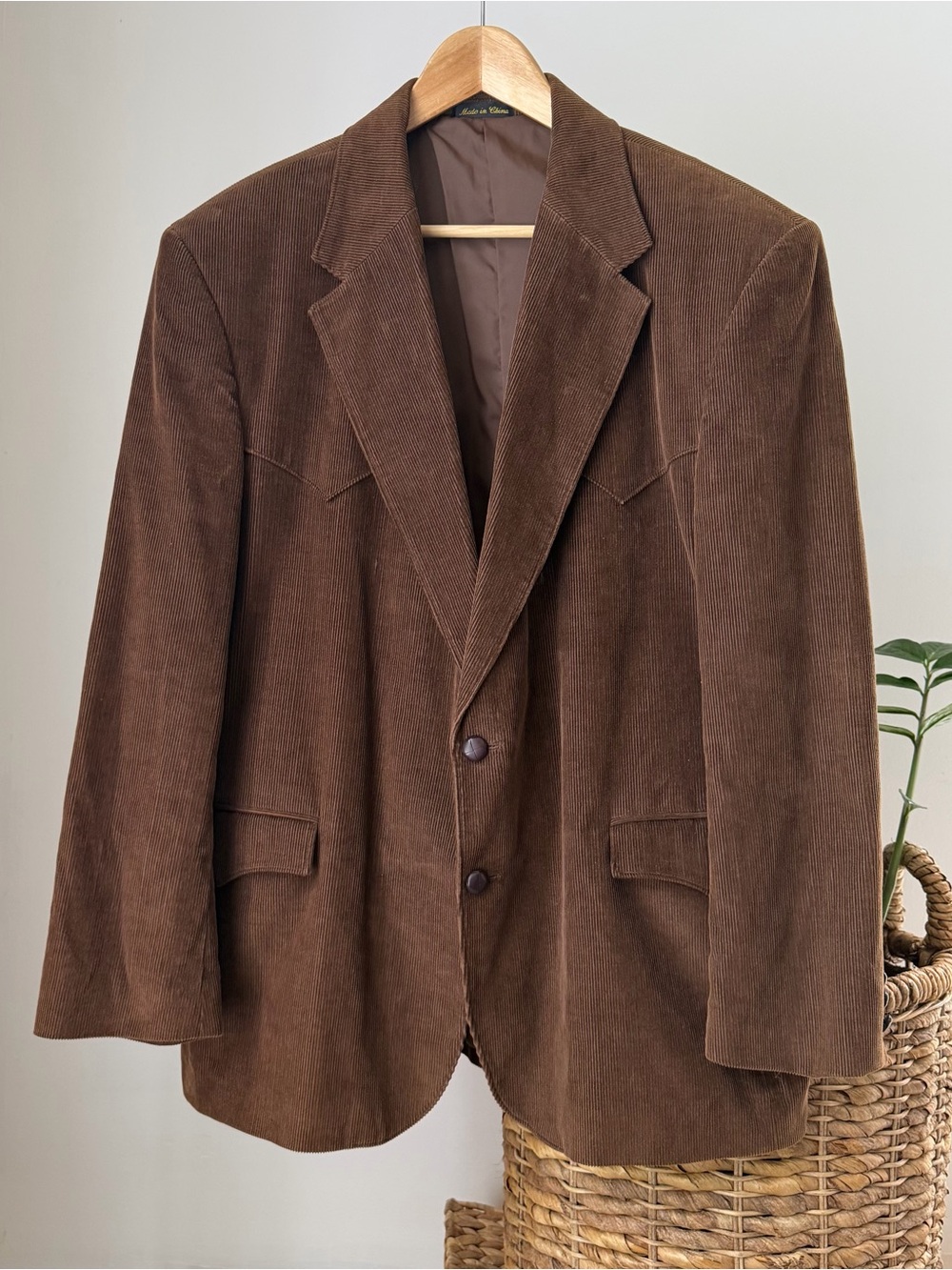 Men's CIRCLE S Brown Corduroy Western Blazer Elbow Patches Sport Jacket Vtg 48 R